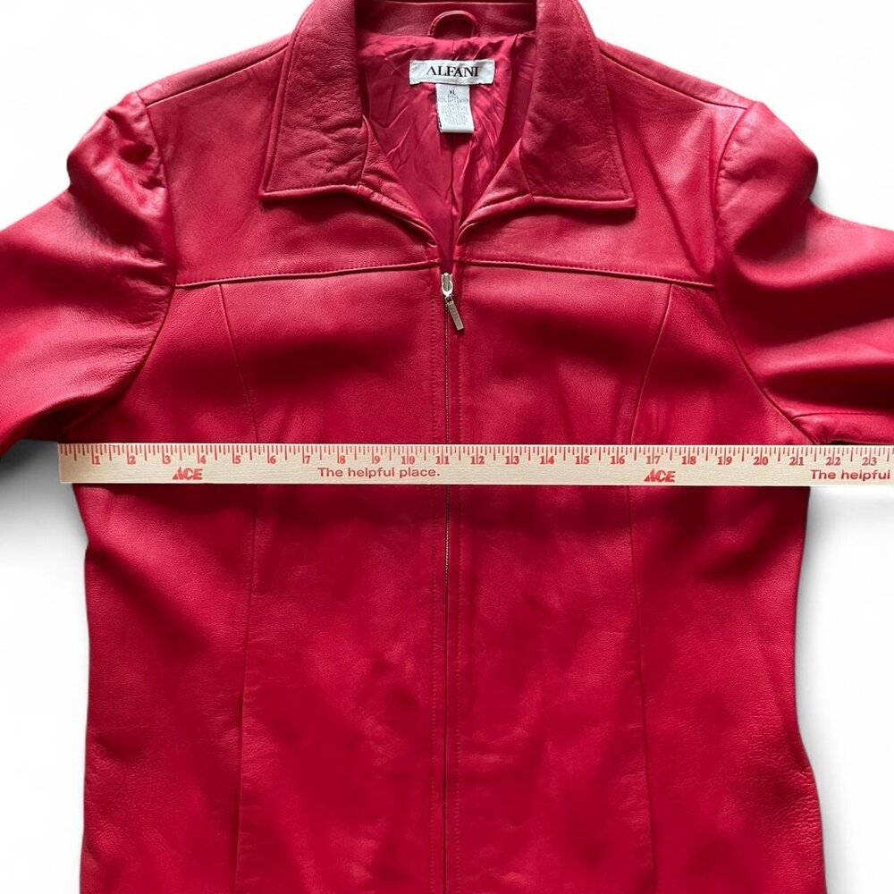 Alfani Y2K Red Lambskin Leather Zip Jacket – Size XL - Picture 8 of 12